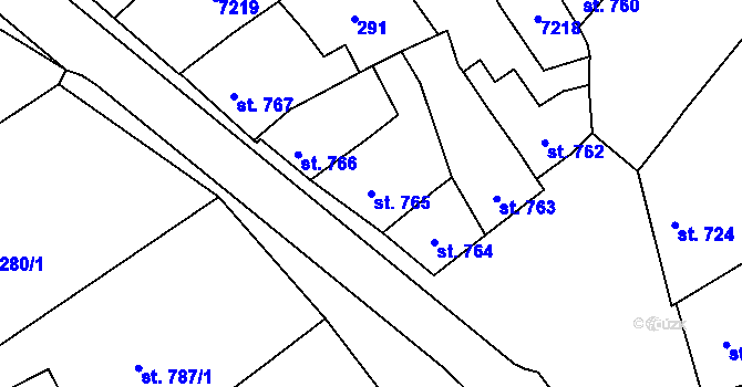 Parcela st. 765 v KÚ Kojetín, Katastrální mapa