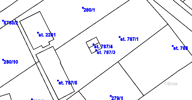 Parcela st. 787/3 v KÚ Kojetín, Katastrální mapa