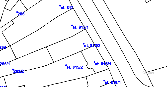 Parcela st. 813/2 v KÚ Kojetín, Katastrální mapa