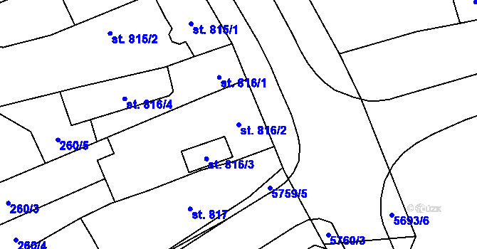Parcela st. 816/2 v KÚ Kojetín, Katastrální mapa