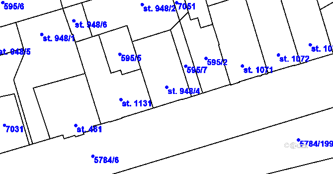 Parcela st. 948/4 v KÚ Kojetín, Katastrální mapa
