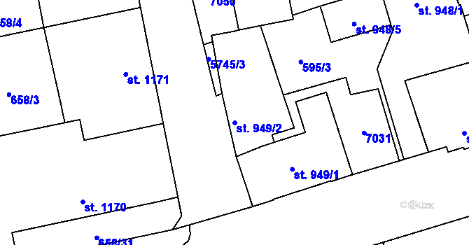 Parcela st. 949/2 v KÚ Kojetín, Katastrální mapa