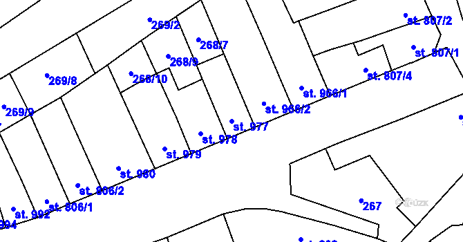 Parcela st. 977 v KÚ Kojetín, Katastrální mapa