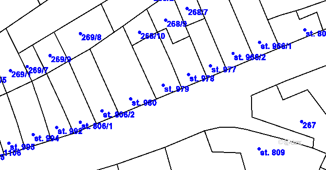 Parcela st. 979 v KÚ Kojetín, Katastrální mapa