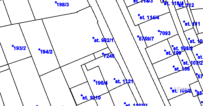Parcela st. 982/2 v KÚ Kojetín, Katastrální mapa
