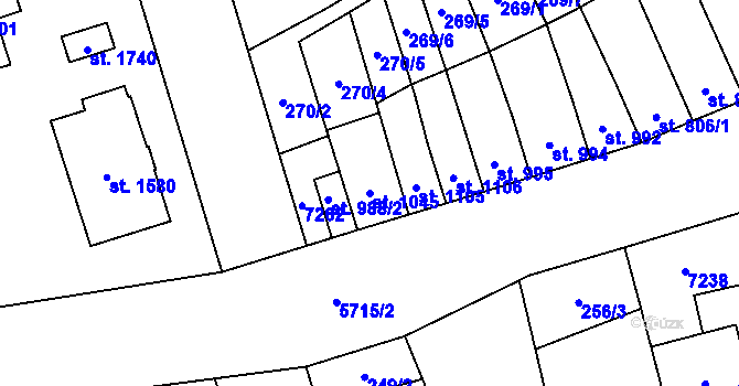 Parcela st. 1045 v KÚ Kojetín, Katastrální mapa