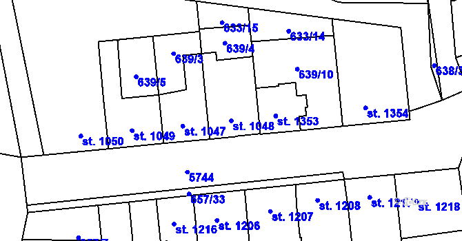 Parcela st. 1048 v KÚ Kojetín, Katastrální mapa