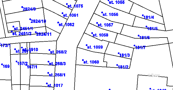 Parcela st. 1059 v KÚ Kojetín, Katastrální mapa