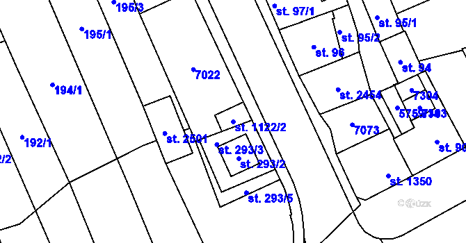 Parcela st. 1122/2 v KÚ Kojetín, Katastrální mapa
