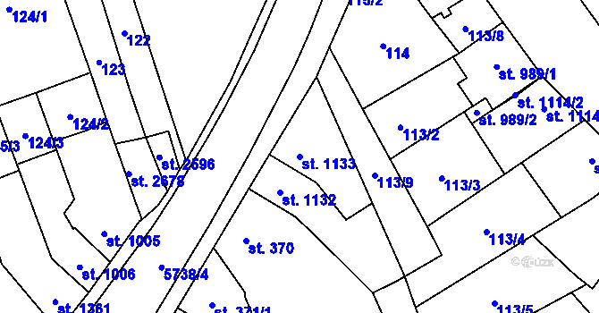 Parcela st. 1133 v KÚ Kojetín, Katastrální mapa