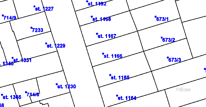 Parcela st. 1166 v KÚ Kojetín, Katastrální mapa
