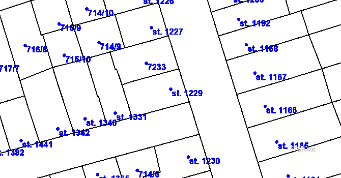 Parcela st. 1229 v KÚ Kojetín, Katastrální mapa
