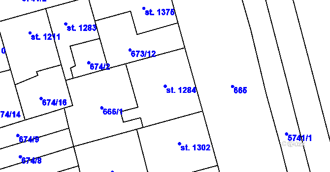 Parcela st. 1284 v KÚ Kojetín, Katastrální mapa