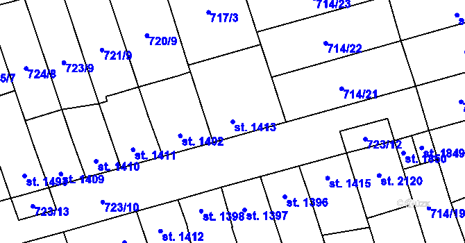 Parcela st. 1413 v KÚ Kojetín, Katastrální mapa
