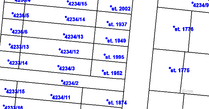 Parcela st. 1995 v KÚ Kojetín, Katastrální mapa