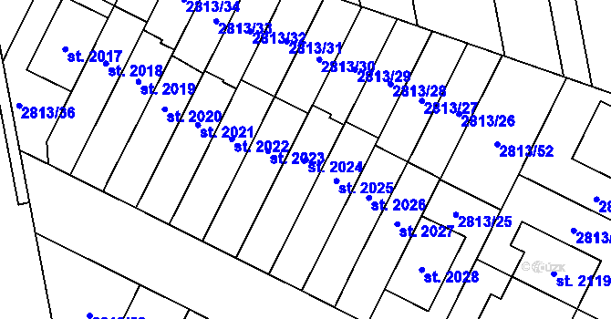 Parcela st. 2024 v KÚ Kojetín, Katastrální mapa