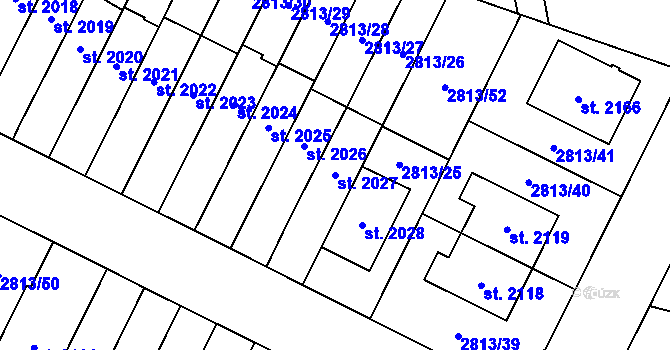 Parcela st. 2027 v KÚ Kojetín, Katastrální mapa