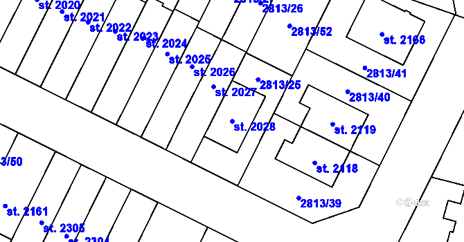 Parcela st. 2028 v KÚ Kojetín, Katastrální mapa