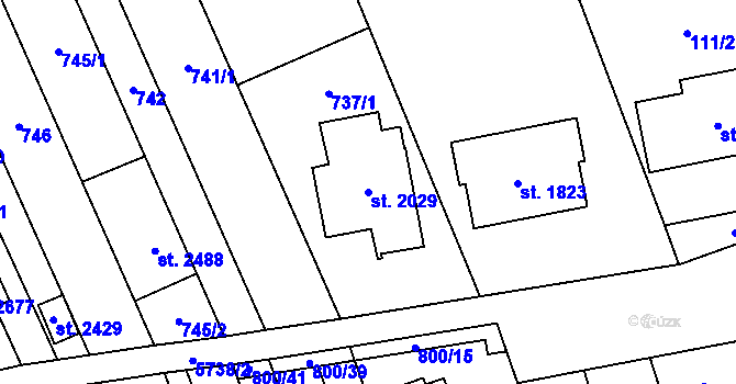 Parcela st. 2029 v KÚ Kojetín, Katastrální mapa