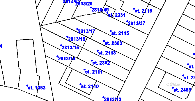 Parcela st. 2113 v KÚ Kojetín, Katastrální mapa