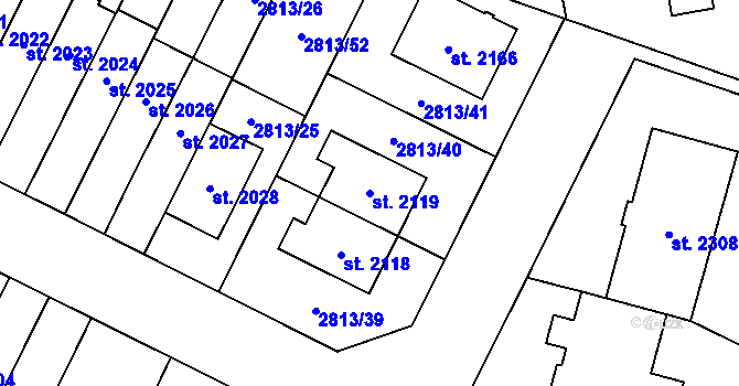 Parcela st. 2119 v KÚ Kojetín, Katastrální mapa