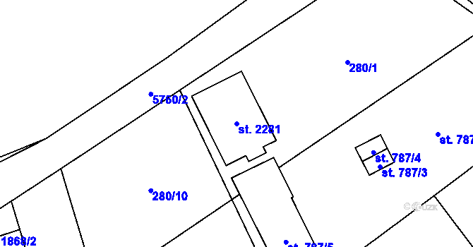 Parcela st. 2281 v KÚ Kojetín, Katastrální mapa