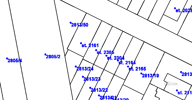 Parcela st. 2305 v KÚ Kojetín, Katastrální mapa