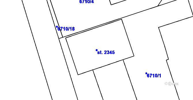 Parcela st. 2345 v KÚ Kojetín, Katastrální mapa