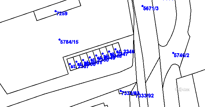 Parcela st. 2348 v KÚ Kojetín, Katastrální mapa