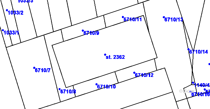 Parcela st. 2362 v KÚ Kojetín, Katastrální mapa