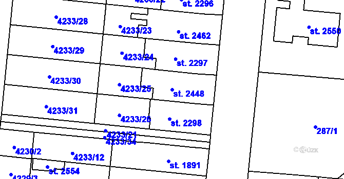 Parcela st. 2448 v KÚ Kojetín, Katastrální mapa