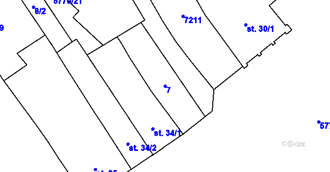 Parcela st. 7 v KÚ Kojetín, Katastrální mapa