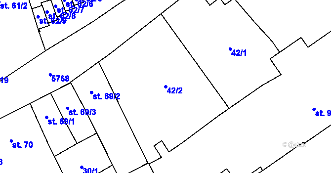 Parcela st. 42/2 v KÚ Kojetín, Katastrální mapa