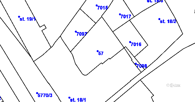 Parcela st. 57 v KÚ Kojetín, Katastrální mapa