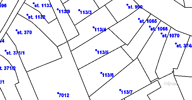 Parcela st. 113/5 v KÚ Kojetín, Katastrální mapa