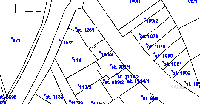 Parcela st. 113/8 v KÚ Kojetín, Katastrální mapa