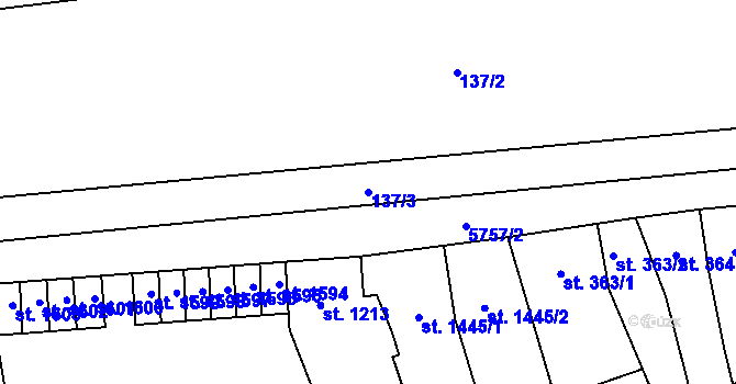 Parcela st. 137/3 v KÚ Kojetín, Katastrální mapa