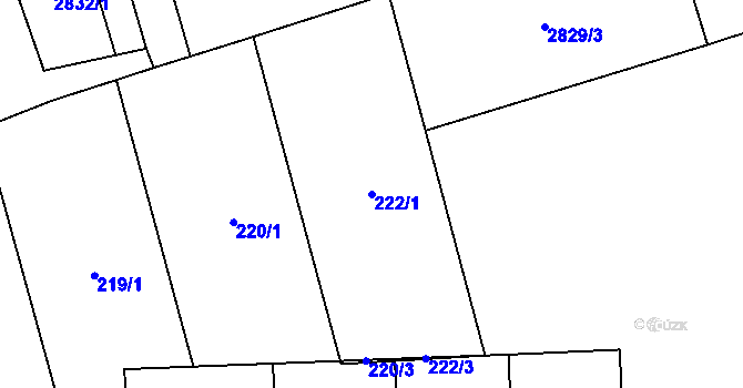 Parcela st. 222/1 v KÚ Kojetín, Katastrální mapa