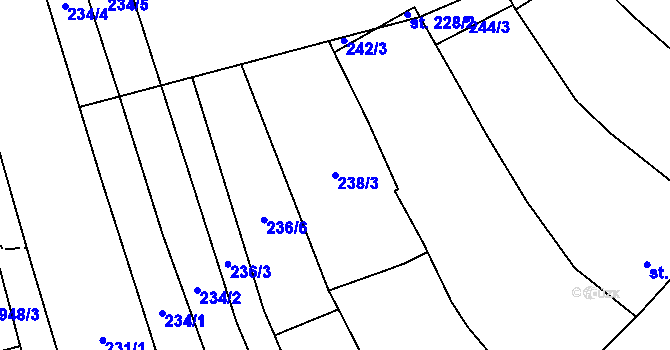 Parcela st. 238/3 v KÚ Kojetín, Katastrální mapa