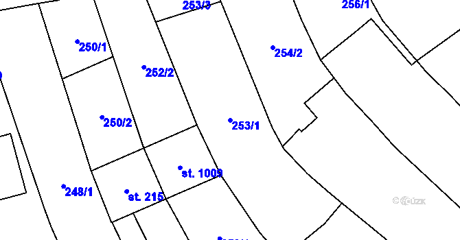Parcela st. 253/1 v KÚ Kojetín, Katastrální mapa