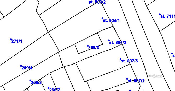 Parcela st. 269/3 v KÚ Kojetín, Katastrální mapa