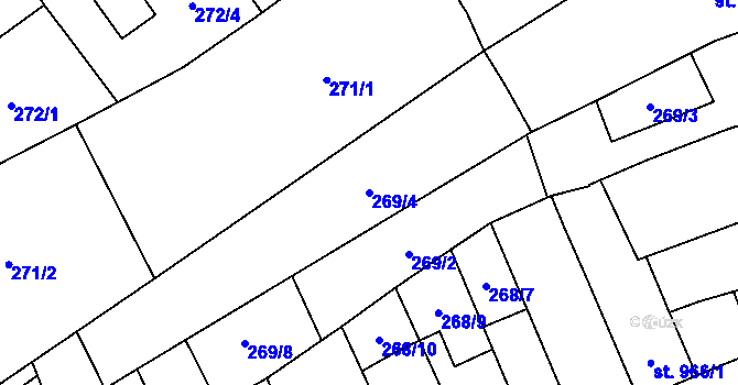 Parcela st. 269/4 v KÚ Kojetín, Katastrální mapa