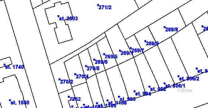 Parcela st. 269/5 v KÚ Kojetín, Katastrální mapa