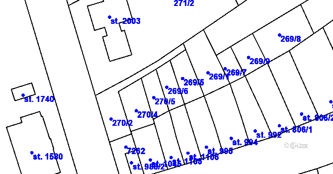 Parcela st. 269/6 v KÚ Kojetín, Katastrální mapa
