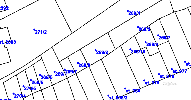 Parcela st. 269/8 v KÚ Kojetín, Katastrální mapa