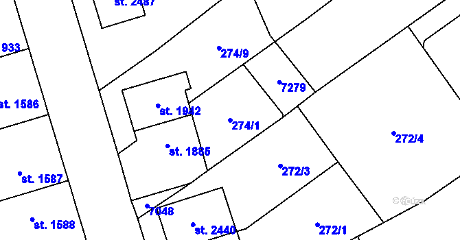Parcela st. 274/1 v KÚ Kojetín, Katastrální mapa