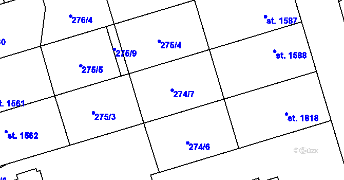 Parcela st. 274/7 v KÚ Kojetín, Katastrální mapa