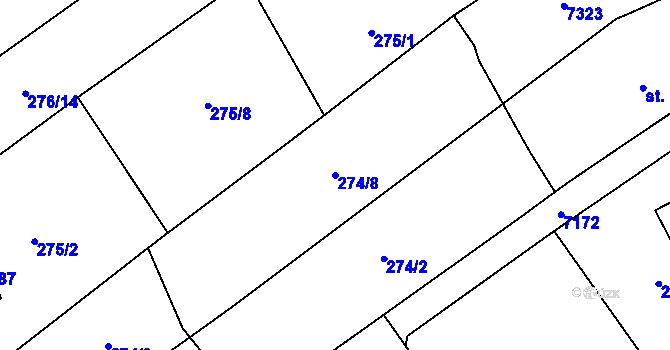Parcela st. 274/8 v KÚ Kojetín, Katastrální mapa