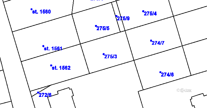 Parcela st. 275/3 v KÚ Kojetín, Katastrální mapa