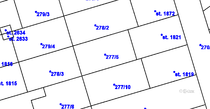 Parcela st. 277/5 v KÚ Kojetín, Katastrální mapa